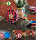 Bhartiye Crafts Assam Handicrafts | Decorative Multipurpose Bamboo Storage Box with Lid for Home Decor, Gifting, Jewelry, Spices & Dry Storage | Size- 5" X 3" Inch (Combo, 1)