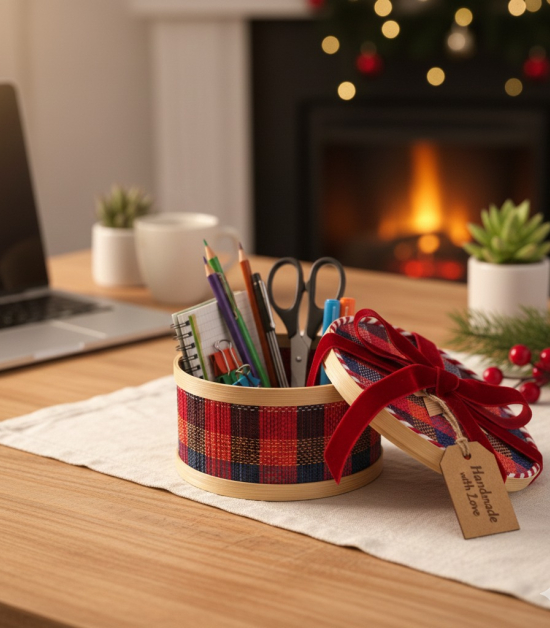 Bhartiye Crafts Assam Handicrafts | Decorative Multipurpose Bamboo Storage Box with Lid for Home Decor, Gifting, Jewelry, Spices & Dry Storage | Size- 5" X 3" Inch (Combo, 1)