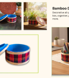 Bhartiye Crafts Assam Handicrafts | Decorative Multipurpose Bamboo Storage Box with Lid for Home Decor, Gifting, Jewelry, Spices & Dry Storage | Size- 5" X 3" Inch (Combo, 1)