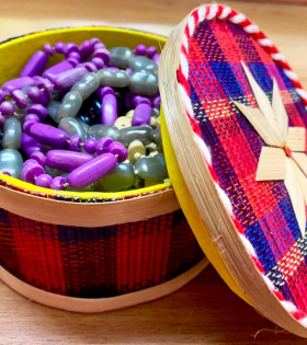 Bhartiye Crafts Assam Handicrafts | Decorative Multipurpose Bamboo Storage Box with Lid for Home Decor, Gifting, Jewelry, Spices &amp; Dry Storage | Size- 5" X 3" Inch (Combo, 1)