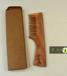 Detangling Neem Wood Comb with Handle | Wide Spaced Teeth | Handmade Neem Comb