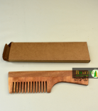 Detangling Neem Wood Comb with Handle | Wide Spaced Teeth | Handmade Neem Comb