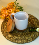 Cork Coffee Mug | Porcelain Mug with Cork Base & Bamboo Lid