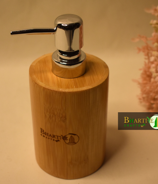 "Bamboo Soap Dispenser | Natural Refillable Bottle for Lotion, Sanitizer & Shower Gel by Bhartiye Crafts  "