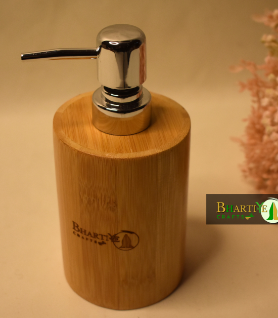 Bamboo Soap Dispenser | Natural Refillable Bottle for Lotion, Sanitizer & Shower Gel by Bhartiye Crafts