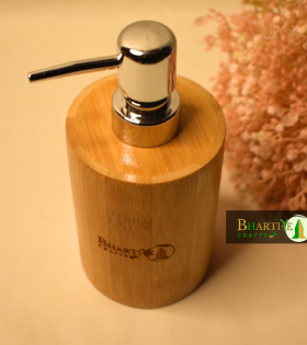 Bamboo Soap Dispenser | Natural Refillable Bottle for Lotion, Sanitizer &amp; Shower Gel by Bhartiye Crafts