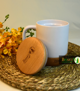 Cork Coffee Mug | Porcelain Mug with Cork Base &amp; Bamboo Lid