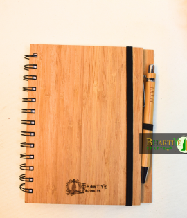Bamboo Notepad with Pen | Eco-Friendly Notebook | Recycled Paper | Diary with Pen – Bhartiye Crafts