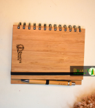 Bamboo Notepad with Pen | Eco-Friendly Notebook | Recycled Paper | Diary with Pen – Bhartiye Crafts