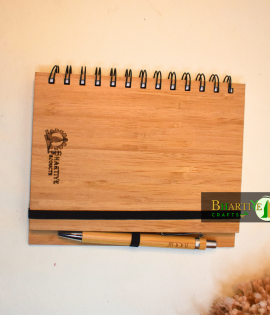 Bamboo Notepad with Pen | Eco-Friendly Notebook | Recycled Paper | Diary with Pen – Bhartiye Crafts