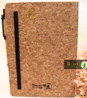 Eco-Friendly Cork Cover Diary with Pen Holder &amp; Elastic Closure