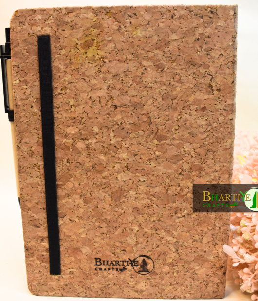 Eco-Friendly Cork Cover Diary with Pen Holder & Elastic Closure