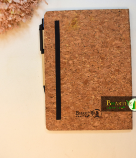 Eco-Friendly Cork Cover Diary with Pen Holder &amp; Elastic Closure