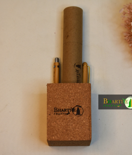 Square Cork Stand | Eco-Friendly Cork Organizer | Sustainable Desk Accessory – Bhartiye Crafts