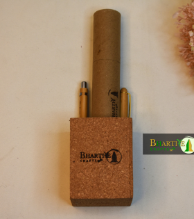 Square Cork Stand | Eco-Friendly Cork Organizer | Sustainable Desk Accessory – Bhartiye Crafts