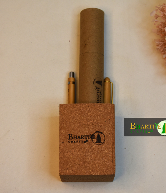 Square Cork Stand | Eco-Friendly Cork Organizer | Sustainable Desk Accessory – Bhartiye Crafts