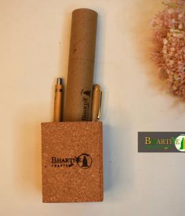 Square Cork Stand | Eco-Friendly Cork Organizer | Sustainable Desk Accessory – Bhartiye Crafts