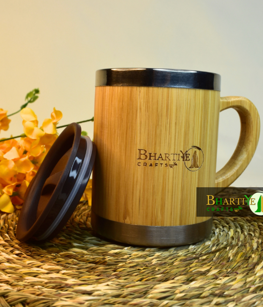 Bamboo Mug | Double-Wall Stainless Steel Tumbler | Leak-Proof & Durable