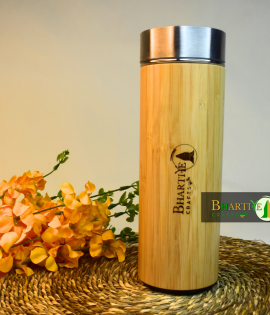 Bamboo Stainless Steel Bottle | Vacuum Insulated Double-Wall Flask | Keeps Drinks Hot &amp; Cold | 500ml
