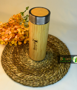 Bamboo Stainless Steel Bottle | Vacuum Insulated Double-Wall Flask | Keeps Drinks Hot &amp; Cold | 500ml