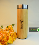 Bamboo Stainless Steel Bottle | Vacuum Insulated Double-Wall Flask | Keeps Drinks Hot & Cold | 500ml