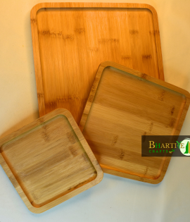 Upcycled Bamboo Tray Set | Set of 3 Multipurpose Trays for Snacks, Desserts &amp; Salads