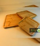 Upcycled Bamboo Tray Set | Set of 3 Multipurpose Trays for Snacks, Desserts & Salads