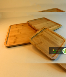Upcycled Bamboo Tray Set | Set of 3 Multipurpose Trays for Snacks, Desserts &amp; Salads