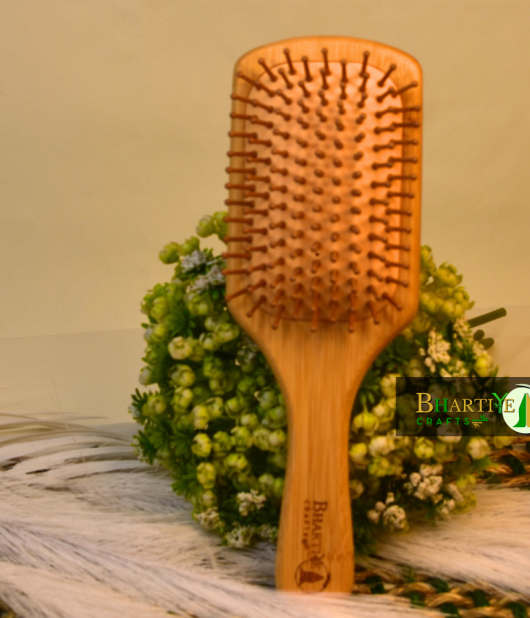 Bamboo Hair Brush | Paddle Brush For Women & Men | Bamboo Bristles Comb