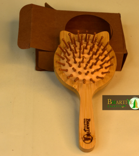 Mini Cat Ear Bamboo Hair Brush – Travel-Friendly Paddle Brush for Healthy Hair