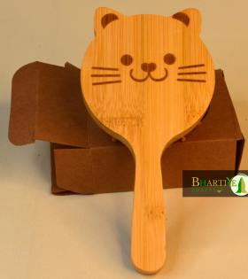 Mini Cat Ear Bamboo Hair Brush – Travel-Friendly Paddle Brush for Healthy Hair