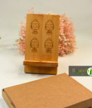 Engraved Bamboo Mobile Stand | Handmade Buddha Design Wooden Phone Holder