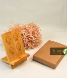 Engraved Bamboo Mobile Stand | Handmade Buddha Design Wooden Phone Holder