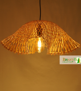 Swirl Pendant Bamboo Lattice Rattan Hanging Cane Chandelier Lampshade