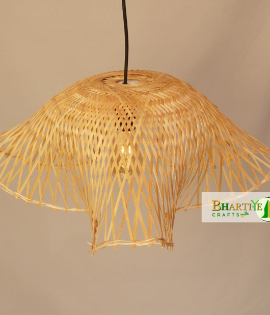 Swirl Pendant Bamboo Lattice Rattan Hanging Cane Chandelier Lampshade