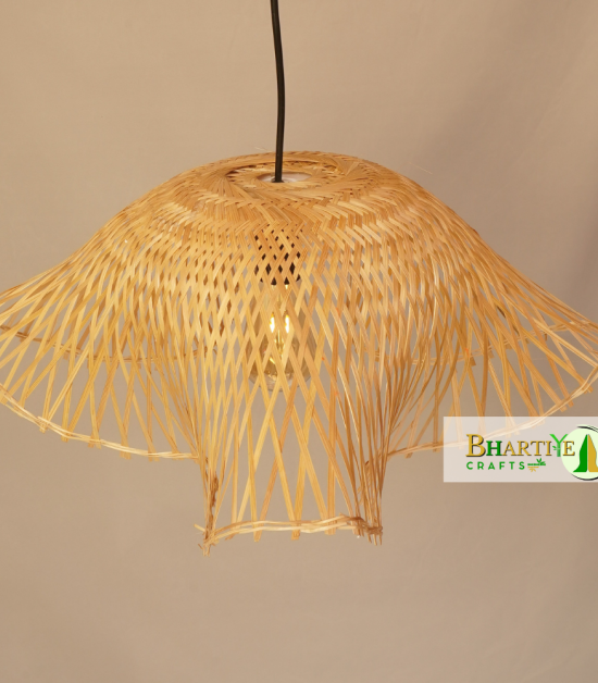 Swirl Pendant Bamboo Lattice Rattan Hanging Cane Chandelier Lampshade