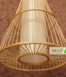 Bamboo Wood Shade Rustic Asian Cone Ceiling Chandeliers Lamp Shade