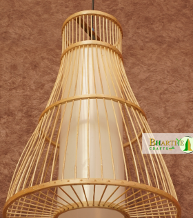 Bamboo Wood Shade Rustic Asian Cone Ceiling Chandeliers Lamp Shade