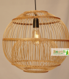Spherical Ball Cage Pendant Handwoven Bamboo Hanging Chandelier Lamp Shade