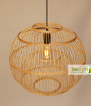 Spherical Ball Cage Pendant Handwoven Bamboo Hanging Chandelier Lamp Shade