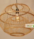 Spherical Ball Cage Pendant Handwoven Bamboo Hanging Chandelier Lamp Shade