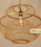 Spherical Ball Cage Pendant Handwoven Bamboo Hanging Chandelier Lamp Shade