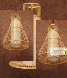 Bamboo Wood Shade Rustic Asian Cone Ceiling Chandeliers Lamp Shade