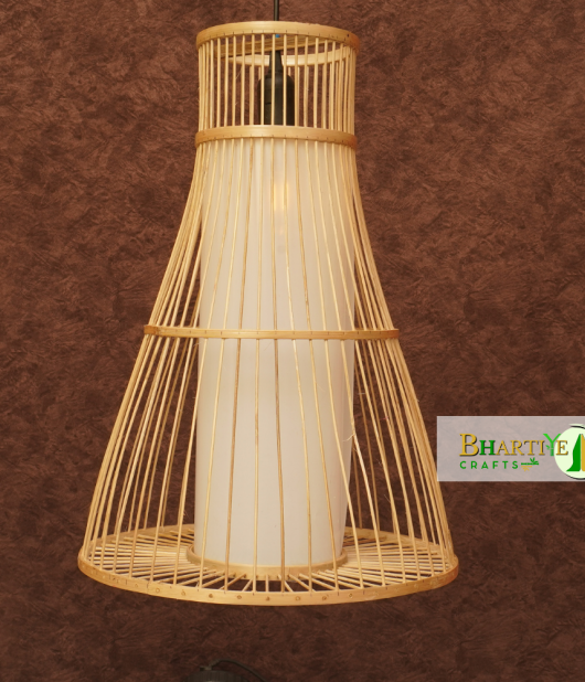 Bamboo Wood Shade Rustic Asian Cone Ceiling Chandeliers Lamp Shade