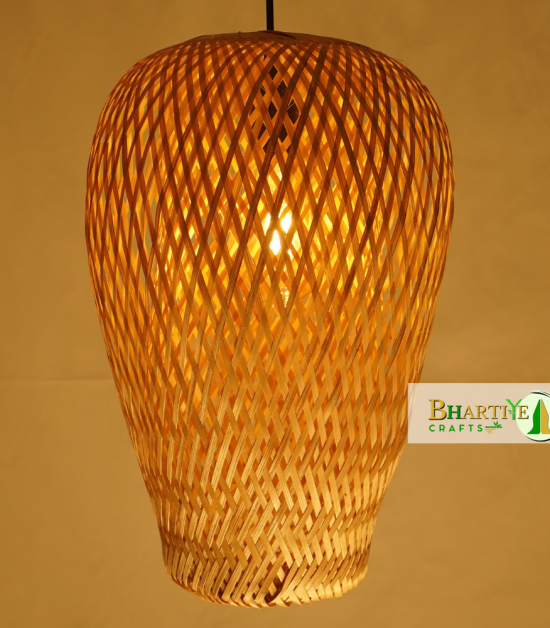 Cyclic Oval Bamboo Pendant Weave Hanging Chandelier Lamp Shade