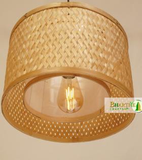 Drum Bamboo Weave Pendant Hanging Chandelier Lamp Shade