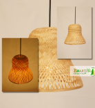 Bell Style Bamboo Cane Hanging Ceiling Chandelier Lamp Shade