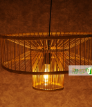 Farmhouse Burlywood Drum Bamboo Ceiling Pendant Chandelier Lamp Shade