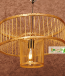 Farmhouse Burlywood Drum Bamboo Ceiling Pendant Chandelier Lamp Shade