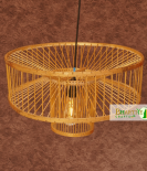 Farmhouse Burlywood Drum Bamboo Ceiling Pendant Chandelier Lamp Shade